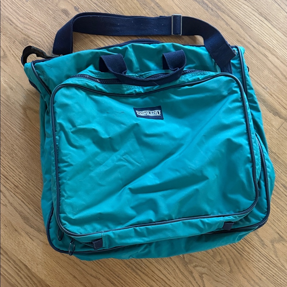 Lands' End Teal Messenger Bag with Navy Strap